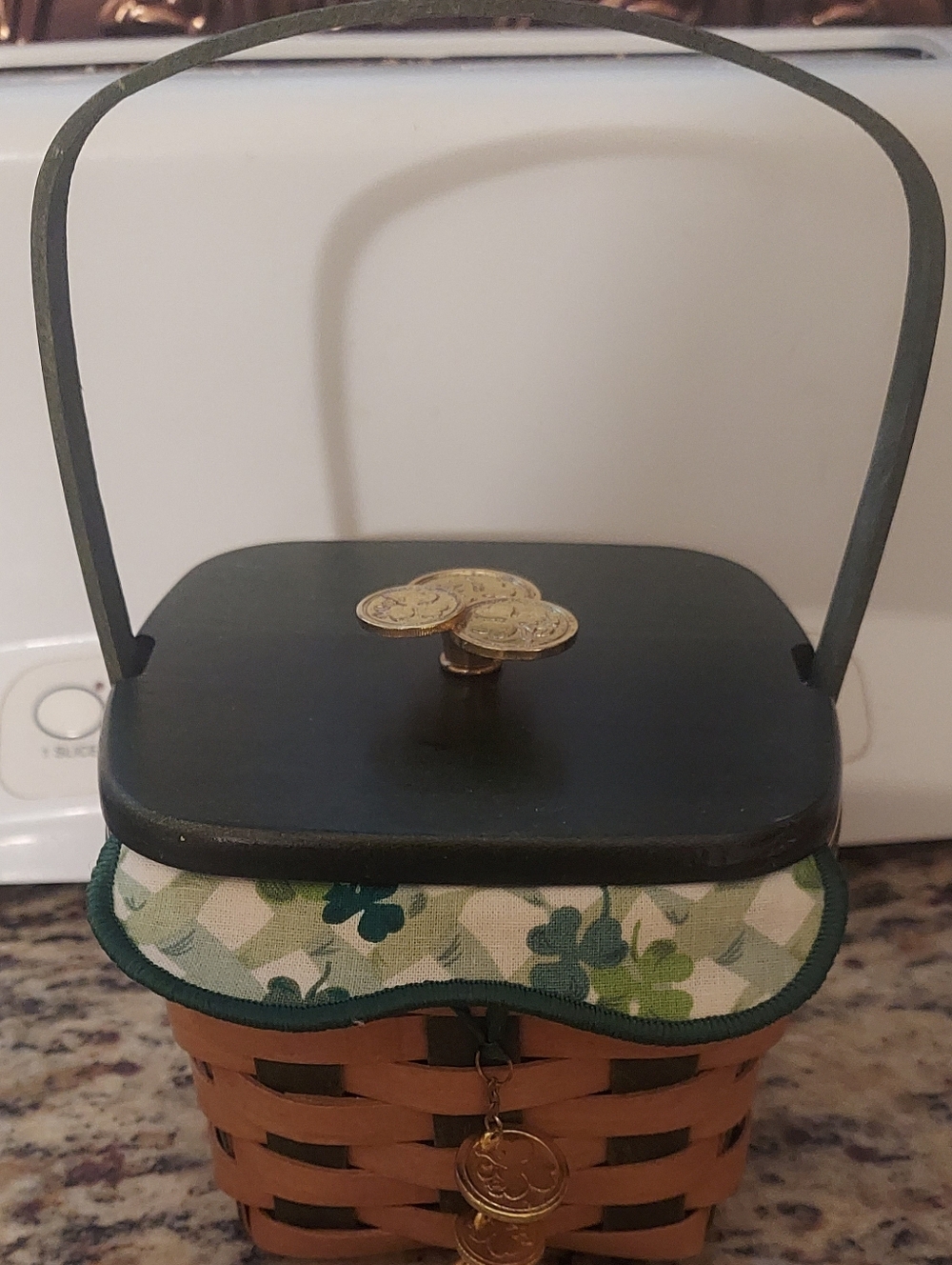 Longaberger Lucky Wish Basket, Liner, Protector, Lid & Tie-On